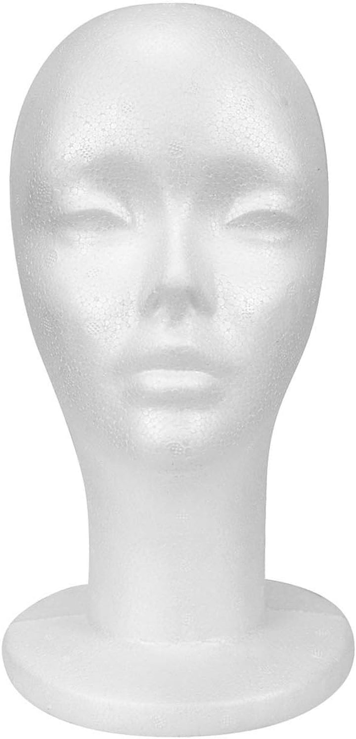 11.4-Inch Styrofoam Mannequin Head (1 Pack) - White Foam Wig Stand for Wigs, Hats, Masks, Hairpieces, Arts, Crafts, DIY Projects, Salon Display, and Travel Use
