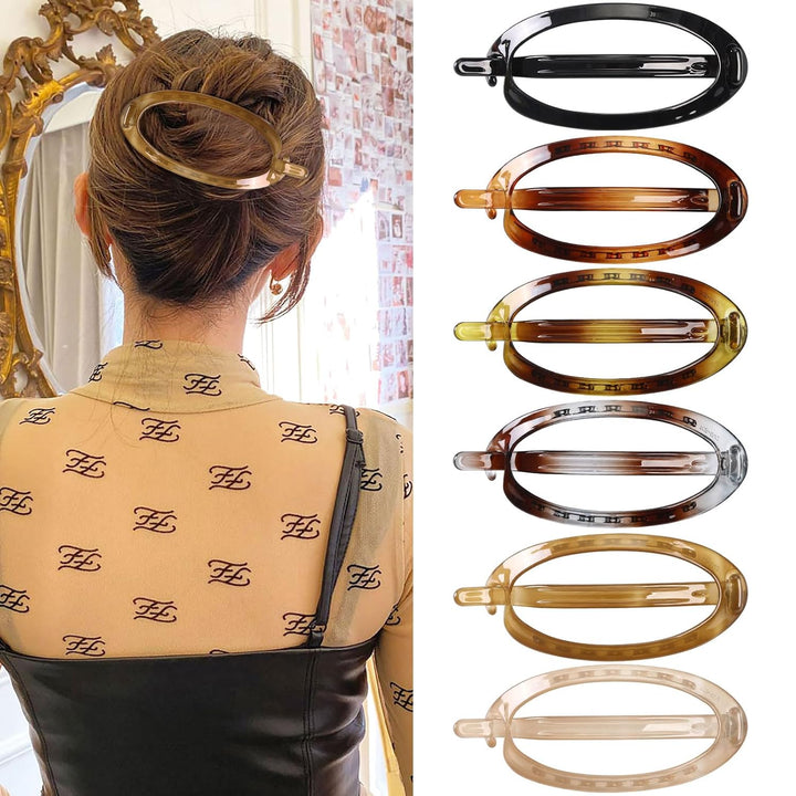 French Concord Hair Clips - 6Pcs Side Slide Volume Clips for Women Girls, Strong Hold No Slip Grip, Thick or Thin Hair (Matte Finish, L:4.6 IN, W:1.97IN)