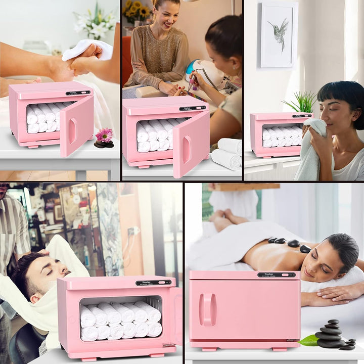 Hot Towel Warmer Cabinet 8L, Facial & Spa Towel Warmer Auto Reheat, Perfect for Estheticians - Pink
