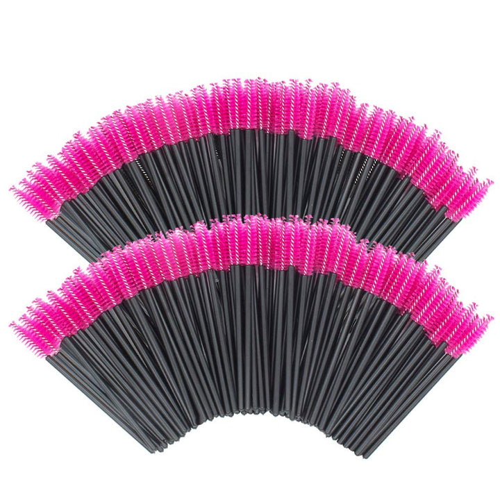 200 PCS Disposable Eyelash Brush Mascara Wands Spoolies for Eye Lash Extension, Eyebrow and Makeup (Black&Rose Red)