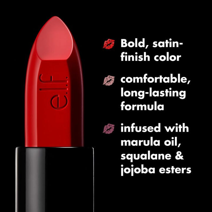 O Face Satin Lipstick, Richly Pigmented, Nourishing & Long-Lasting Creamy Lipstick, Infused with Jojoba, Vegan & Cruelty-Free, All Night