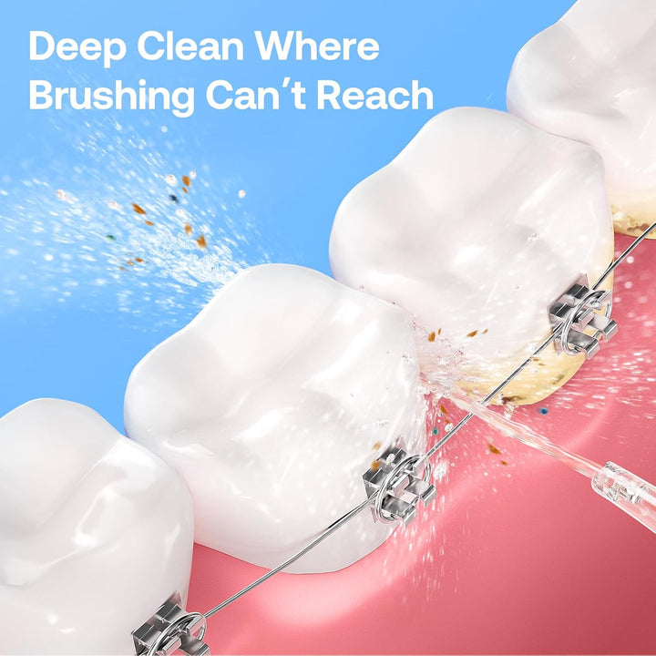 Water Dental Flosser for Teeth, Cordless Water Teeth Cleaner Picks, 3 Modes 5 Intensities, IPX7 Waterproof, Rechargeable Water Dental Picks for Cleaning - Black