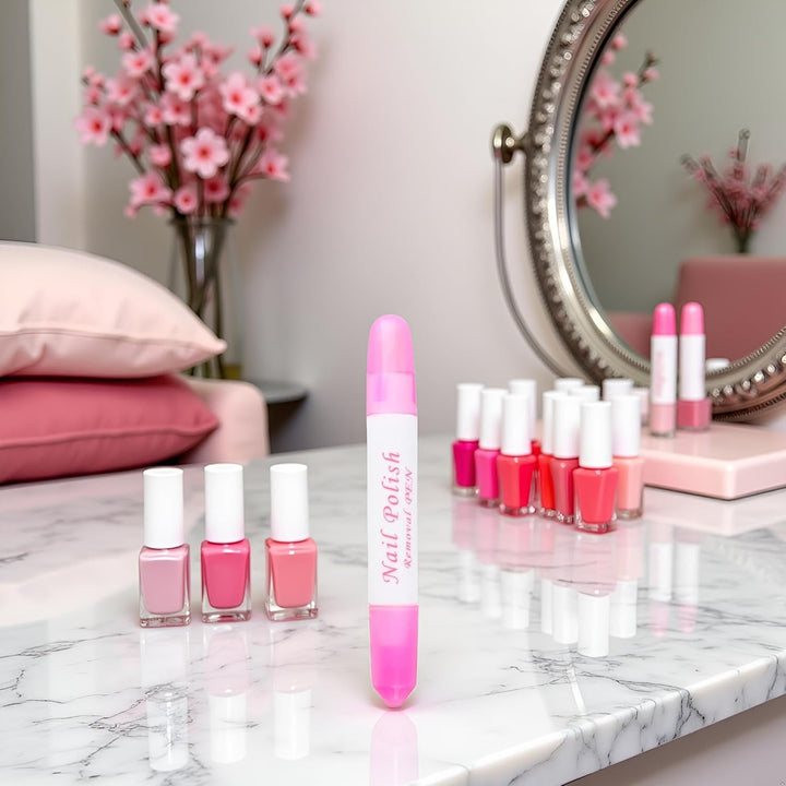 2Pcs Pink Nail Erase Pen Removable Head Nail Polish Cleaning Plastic Manicure Corrector Pen for Manicure Fingernail Home Salon Use Nail Polish,Foot, Hand and Nail Care,Nails Art and Polish(6G)