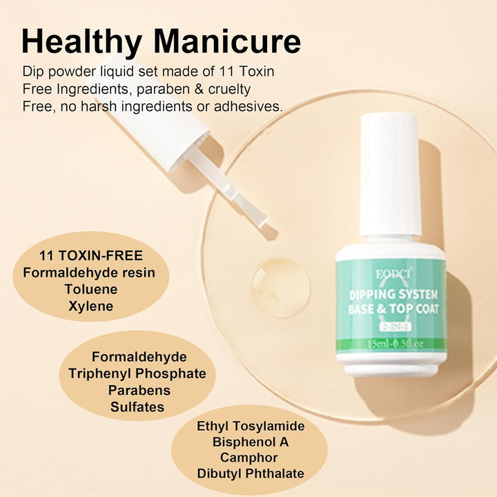 2 in 1 Dip Powder Nail Kit - 15Ml/0.5Oz Bottle Dipping Powder System with Base & Top Coat, Activator, No Lamp Cured, Fast Dry, Good for Salons & Beginners
