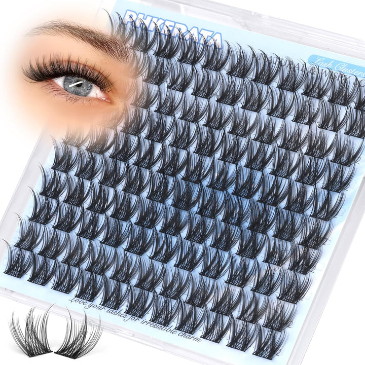 Natural Lash Clusters Wispy Eyelash Clusters 110Pcs Cluster Eyelash Extensions C Curl Individual Lashes 10-16MM Mix Length Natural Look Lashes Clusters with Thin Lash Band, Black