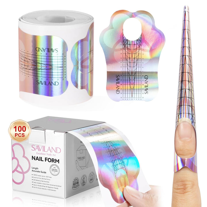 Long Length Reusable Nail Forms: Super Sticky Duable Poly Gel Nail Forms Sturdy Nail Extension Forms Paper Nail Forms Self-Adhesive Nail Model Stencils for Acrylic Nails Builder Nail Gel