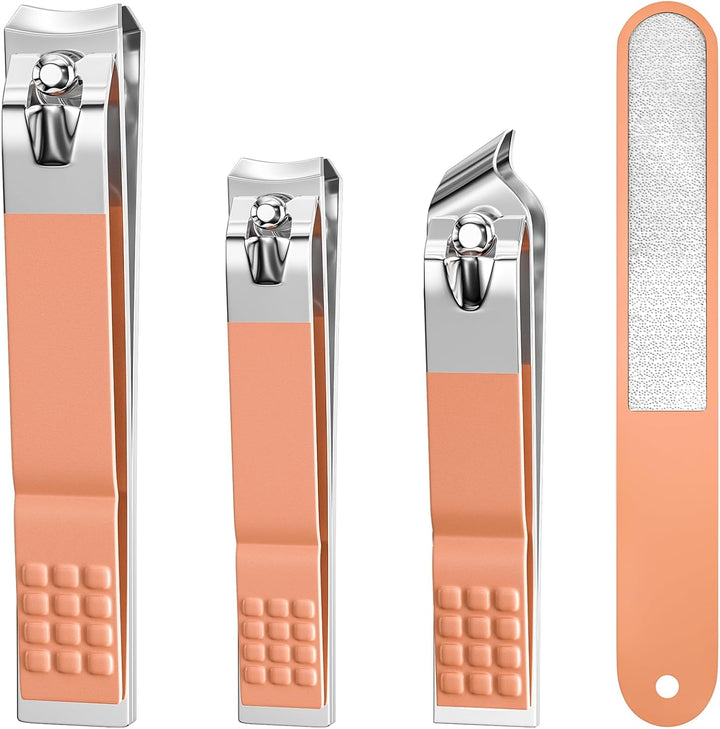 Nail Clipper Set, 4 PCS Ultra Sharp Nail Clippers for Men, Women, Adults Toenail Fingernail Clippers, Stainless Steel Nail Cutter & File, Black