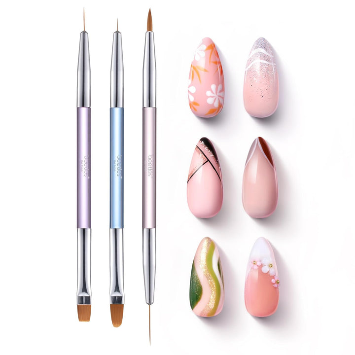 Beetles Nail Art Pens Brushes, 5Pcs Nail Art Liner Brushes Set Painting Nail Dotting Drawing Tool for Long Lines, Details, Fine Drawing Sizes 7/11/15/20/25Mm Gift for Women