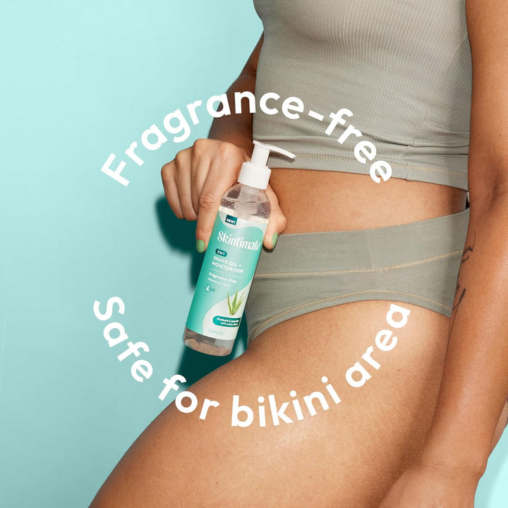 2-In-1 Shave Oil & Moisturizer, Fragrance Free, 7.3Oz | Shaving Oil, after Shave for Women Bikini Area Moisturizer with Vitamin E and Aloe, Shaving Cream Alternative, 7.3 Fl Oz