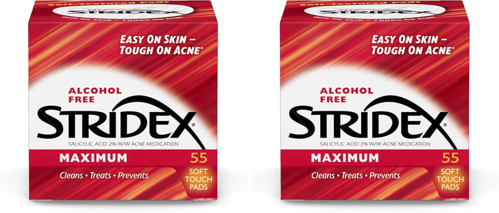 Medicated Acne Pads, Maximum, 55 Count – Facial Cleansing Wipes, Alcohol Free, Acne Treatment for Face, for Moderate Acne, Smooth Application