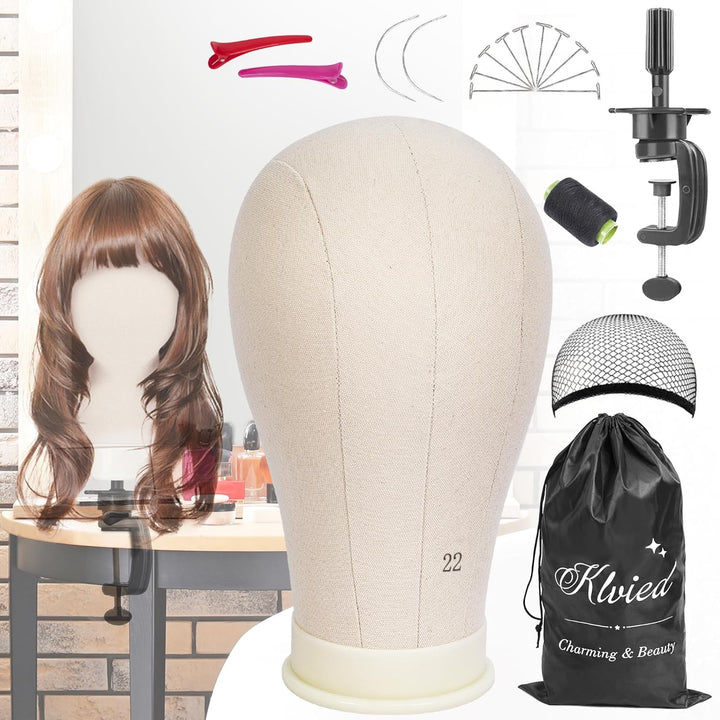 Reinforced Wig Stand Tripod Mannequin Head Stand, Adjustable Holder for Cosmetology Hairdressing Training with T-With Caps, T-Pins, Comb, Hair Clip, Carrying Bag