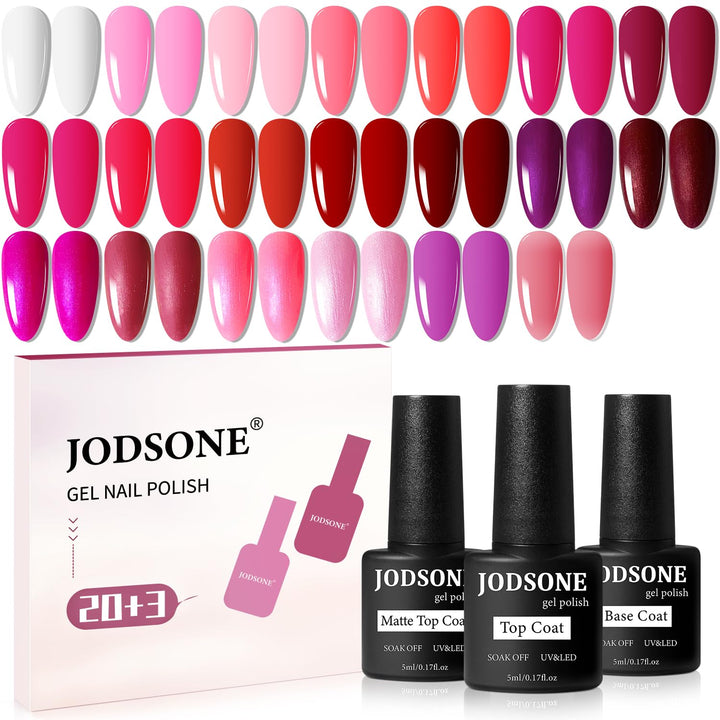 60 PCS Gel Nail Polish Set with 5 Bottles of Base and Glossy Matte Top Coat Soak off Gel Nail Set Suitable for All Seasons Gifts