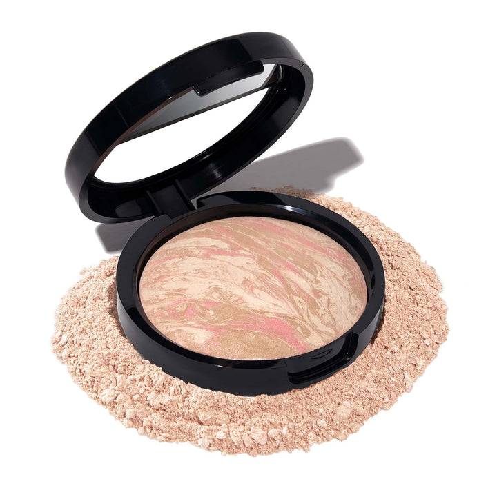 Award-Winning Baked Balance-N-Brighten Color Correcting Powder Foundation - Medium - Buildable Light to Medium Coverage - Demi-Matte Natural Finish