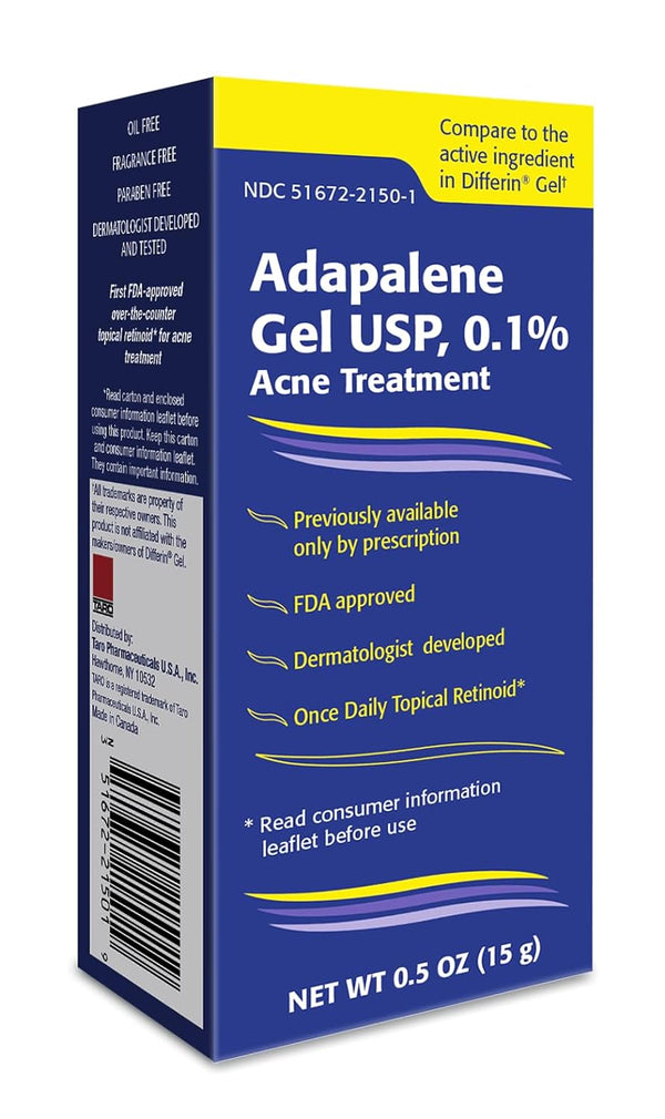 Adapalene 0.1% USP Gel, Paraben Free, Retinoid Acne-Prone Facial Treatment for Sensitive Skin, Prescription Strenght (0.5)