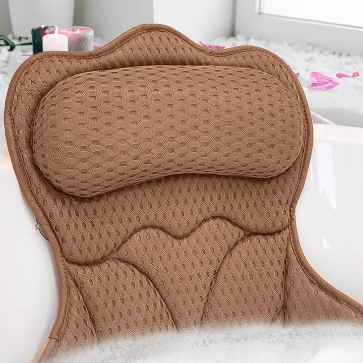 Bath Pillows for Tub,Bath Pillow with 6 Non-Slip Suction Cups,Soft 4D Mesh Fabric,Bathtub Pillows for Tub Neck and Back Support,Extra Thick Luxury Bathtub Pillows,Grey