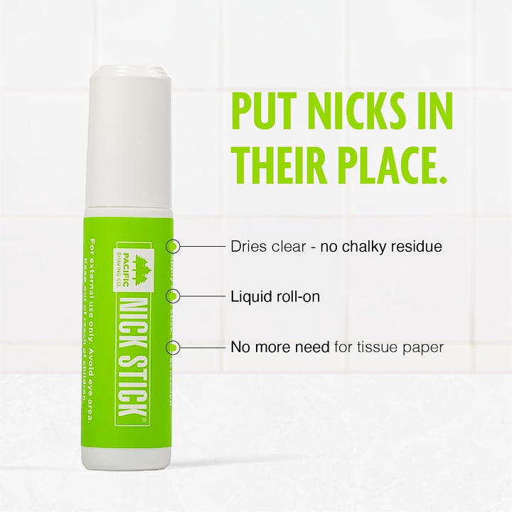 Nick Stick - a Shave Essential - Puts Nicks in Their Place - Liquid Roll-On Applicator, Dries Clear - with Vitamin E & Aloe Vera (0.25 Oz, 2 Pack)