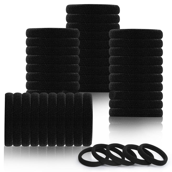 120PCS Black Hair Ties for Thick Hair – Seamless No Damage Elastic Ponytail Holders, Black Hair Band,Bulk Nylon Hair Elastics for Women