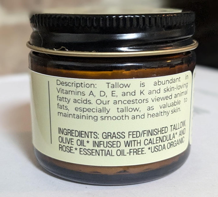 : Handmade Whipped Tallow Balm (Unscented/Herb-Infused) - Organic Body Butter with Infused Olive Oil, for Eczema, Rosacea, Baby - 1.3 Oz