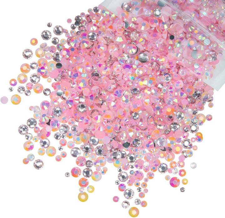 51G White Half Pearls for Crafting 4Mm 5Mm 6Mm 8Mm 10Mm Mix Sizes Pure White Flatback round Beads Charms for Nails Face Eyes Makeup Tumblers Bottles DIY Crafts Bedazzling Clothes Shoes Phones