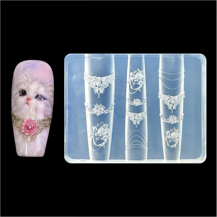 3D Lace Nail Art Molds Design, Silicone Nails Tool Y2K Decoration