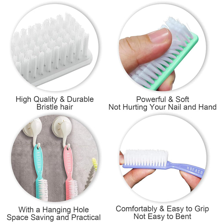 6 Pack Nail Brush for Cleaning Fingernails, Nail Brush Handle Grip Brush for Nail and Toenail Foot, Nail Dust Brush Manicure Pedicure Tools Scrubbing Brush Women Men Home Salon (Macaron)