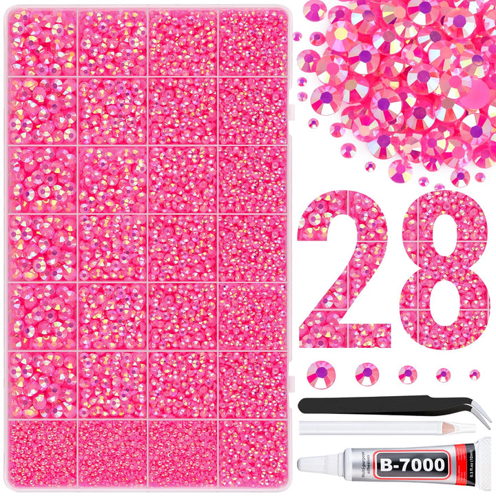 6100Pcs Resin Rhinestones for Crafting with 2Pcs 10Ml B7000 Jewelry Glue, 1 Box Flatback Crystals Diamond (Clear) for Bedazzling Crafts DIY Nail Art Non Hotfix Gems for Clothing Shoes Tumblers