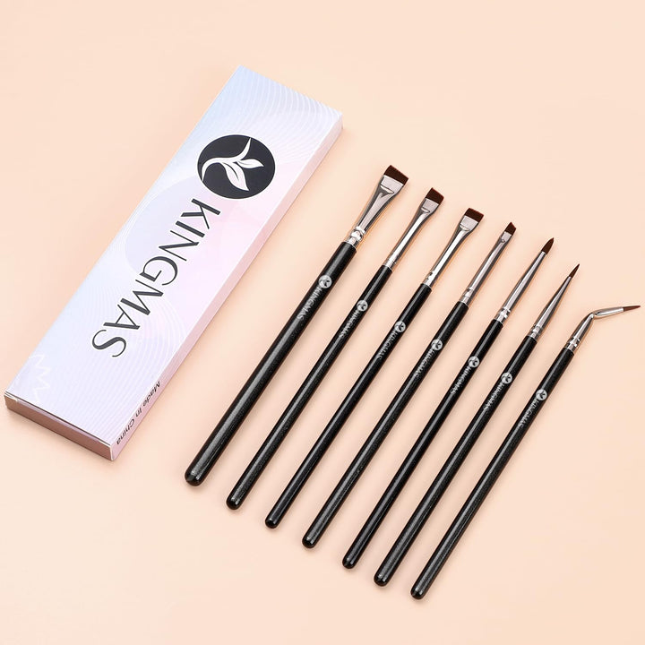 7Pcs Eyeliner Brush Set, Angled Flat Gel Eye Liner Makeup Brushes, Ultra Thin Liner Brush, Fine Point Eyeliner Brushes for Women Girls