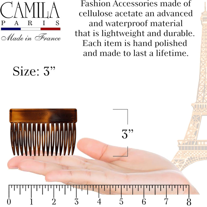 Paris CP2942 French Hair Side Comb, Small Tortoise Shell, French Twist Hair Combs Decorative, Strong Hold Hair Clips for Women Bun Chignon Up-Do Styling Girls Hair Accessories, Made in France