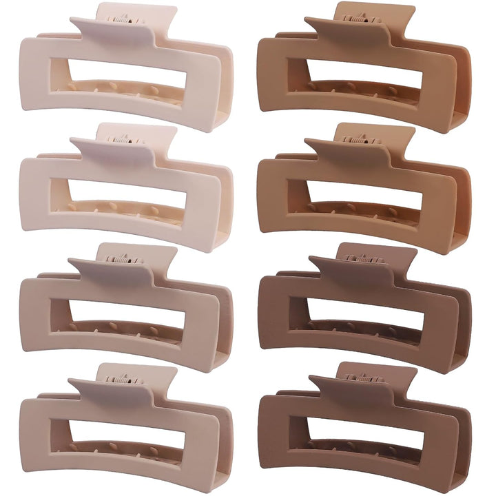 8 Pcs Large Hair Claw Clips 4.1 Inch Non-Slip Big Square Matte Claws for Women, Strong Hold Banana Clips for Thick Thin Hair