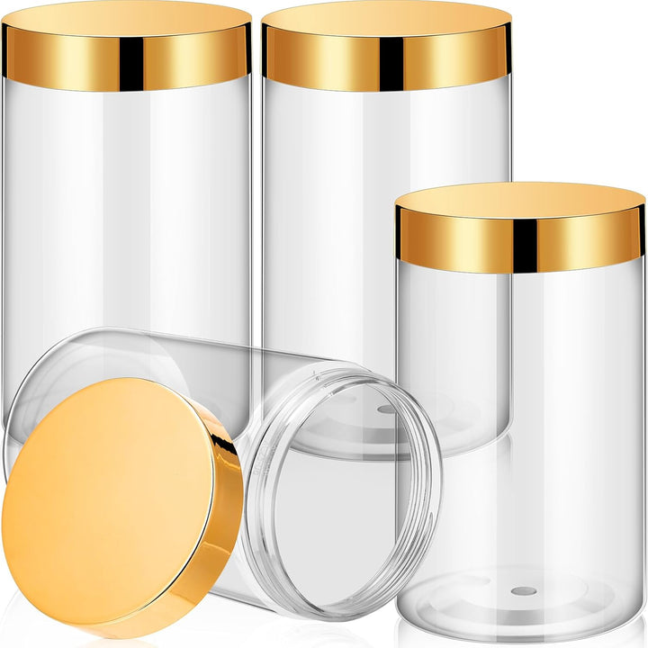 4 Pieces round Wide-Mouth Leak Proof Plastic Container Jars with Lids for Travel Storage Makeup Beauty Products Face Creams Oils Salves Ointments DIY Making(1 Ounce,White)