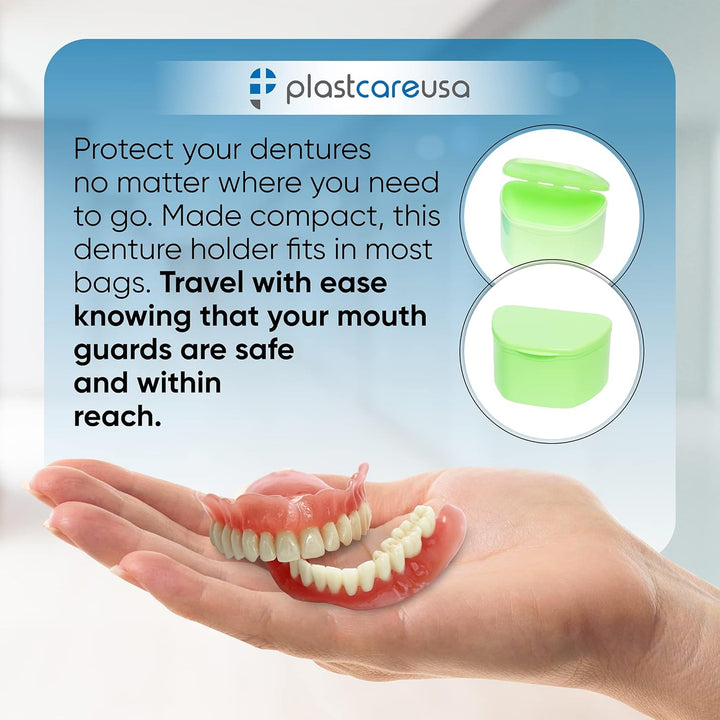 Denture Cases 5 Color Pack - Dental Box for Artificial Teeth, Mouth Guard, Night Guard, Gum Shields, Retainer - Denture Bath Container for Women and Men - Travel Denture Cup by