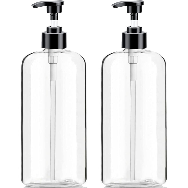 Empty Plastic Pump Bottles Dispenser 4 Pack 16Oz/500Ml Portable Clear Bpa-Free Cylinder Shampoo Lotion Hand Pump Bottle Durable Refillable Containers