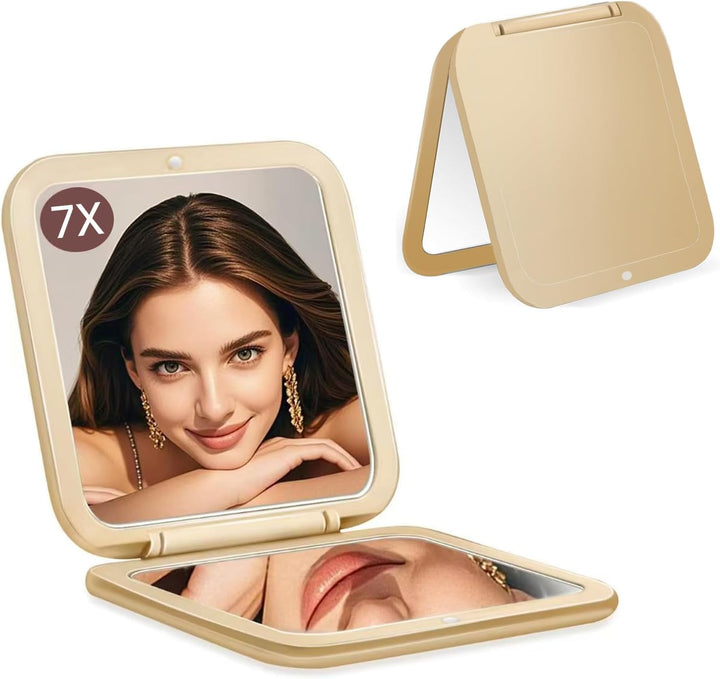 Small Compact Mirror for Purse,5X/1X Travel Magnifying Mirror for Women, Makeup Mirror for Girls, Portable Ultra Slim Pocket Mirror