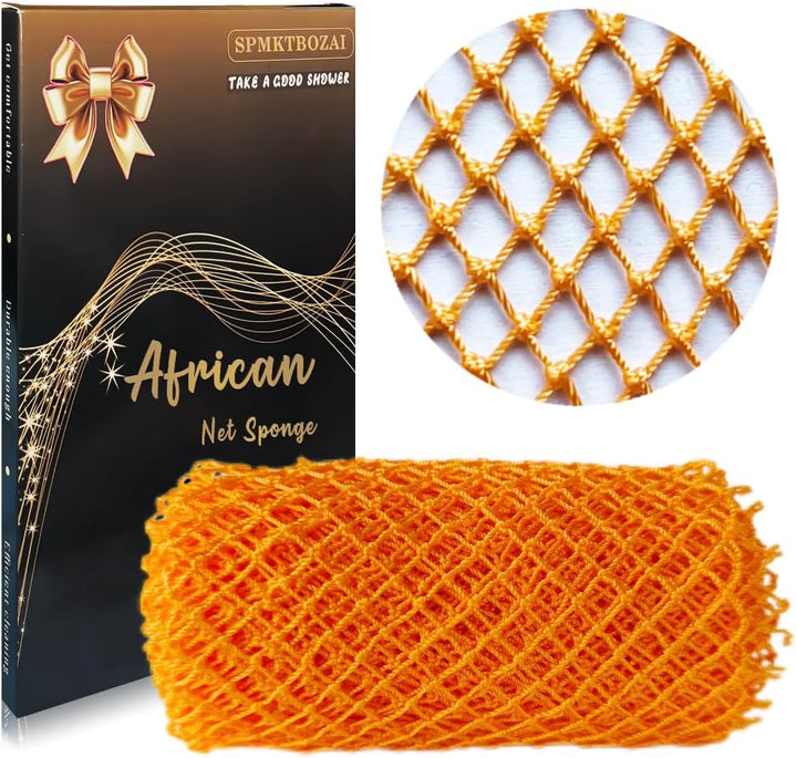 African Net Sponge Authentic, African Exfoliating Sponge Real African Net Black Owned, African Bath Sponge Back Scrubber, Body Exfoliator Shower Bath Accessories (Black)