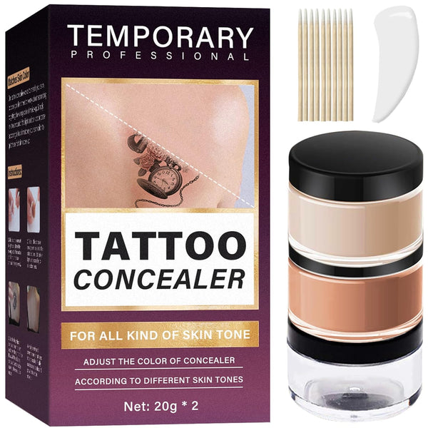 Tattoo Cover up Makeup Waterproof, 2 Colors Tattoo Concealer, Invisible Tattoo Cover Up, Suitable for Tattoos Scars and Spots, for All Skin Types1