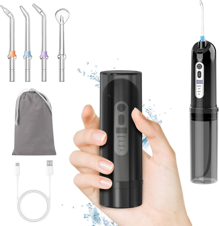 Electric Water Flosser Cordless for Teeth 3 Modes 4 Jet Tips Cleaning and Flossing Water Dental Portable Floss Irrigator Oral Water Flossed Rechargeable Tonsil Stone Travel Adults