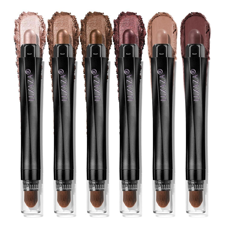 Neutral Eyeshadow Stick Makeup 6PCS Set, Brown Nude Metallic Shimmer Matte Cream Eye Shadow Palette Eyeliner Brightener Pencil Crayon, Halloween Makeup - BROWN CANYON