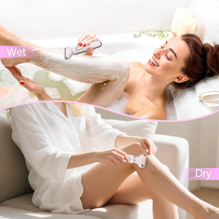 Women'S Electric Razor Bikini Trimmer, 4-In-1 Cordless Shaver for Face, Legs, Underarms, Pubic Hair – Wet/Dry Use, Painless Hair Removal