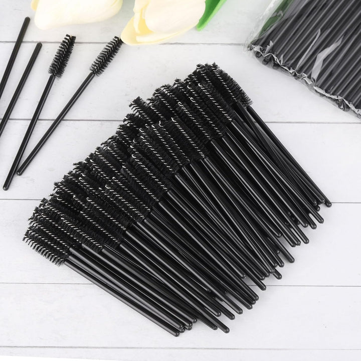 500 Pieces Disposable Mascara Wands Eyelash Brush Brow Brushes Applicators Lash Spoolies for Eye Lash Extension - Black