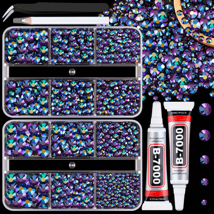 13000Pcs Flatback Pearls for Crafting (White), Assorted Size 2/3/4/5/6/8/10Mm Half Pearl Bead Gems with 3Pcs 10Ml B7000 Jewelry Glue, Bedazzling Kit for Crafts Shoes Graduation Cap Nail Art