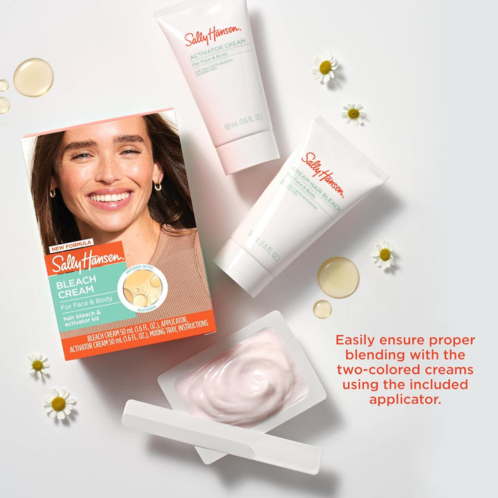 Bleach Cream for Facial Hair & Body Hair, Vegan Formula, Enriched with Glycerin, All Skin Types