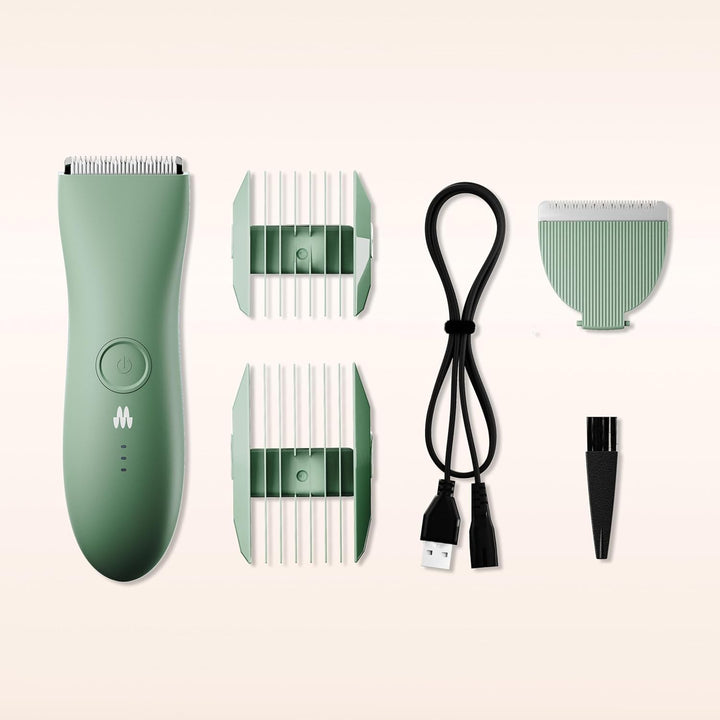 the Trimmer Original - Body Hair Trimmer for Men, Electric Shaver for Pubic Hair, Chest, Legs & Bikini, Waterproof & Rechargeable, Sage