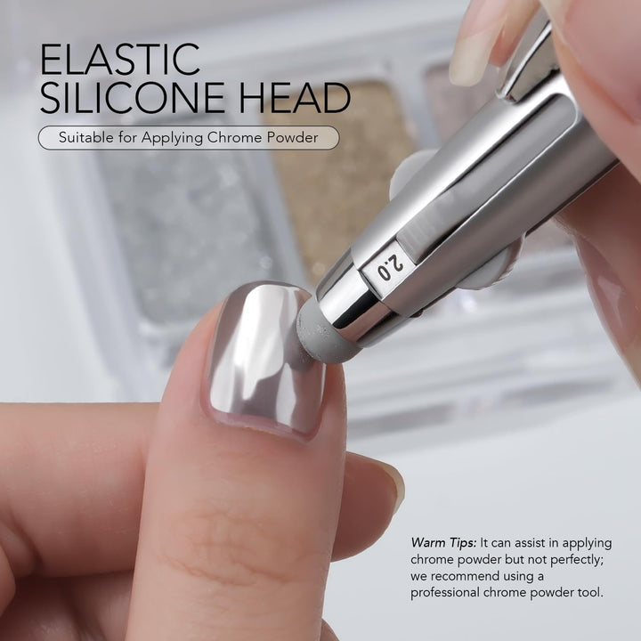 4-In-1 Nail Dotting Pen, Manicure Art Tools in Ballpoint Design with Size Marking and Pressing Head, Perfect for Painting, Sculpting, Rhinestones DIY and Salon, Silver