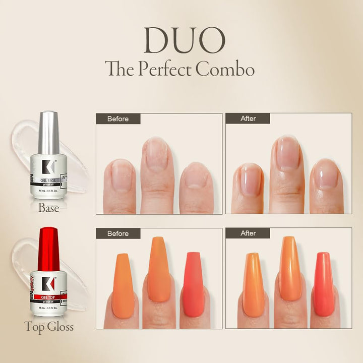 Gelfinity - Soak off Gel - Base & Glossy Top & Matte Top Coat (No-Wipe) 0.5 Fl Oz (Clear (Base + Gloss), 0.5 Fl Oz (Pack of 2))