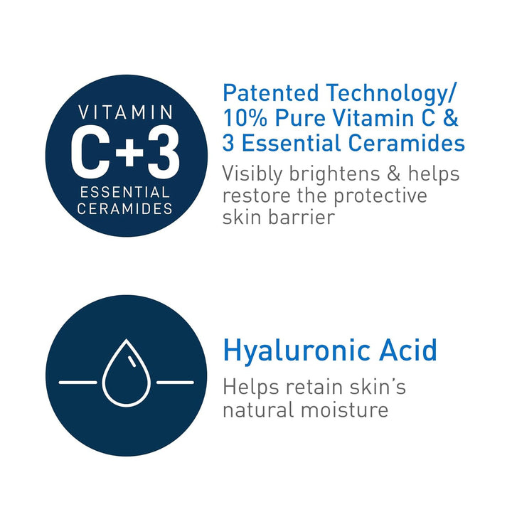 Vitamin C Serum with Hyaluronic Acid, Skin Brightening Serum for Face with 10% Pure Vitamin C, Fragrance Free, 1 Fl. Oz
