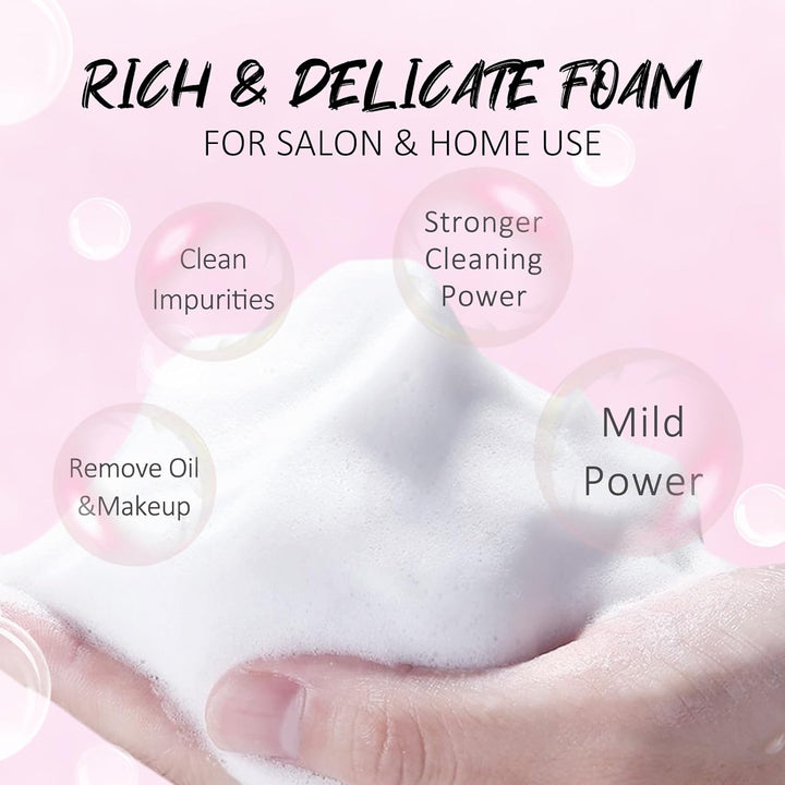 Lash Shampoo Kit 2.02 Fl Oz Lash Cleaning Kit with Rechargeable Fan Dryer/Brush/Rinse Bottle, Oil-Free Cleanser Wash for Extensions & Clusters & Natural Eyelashes, Cleaner for Eyelash Care