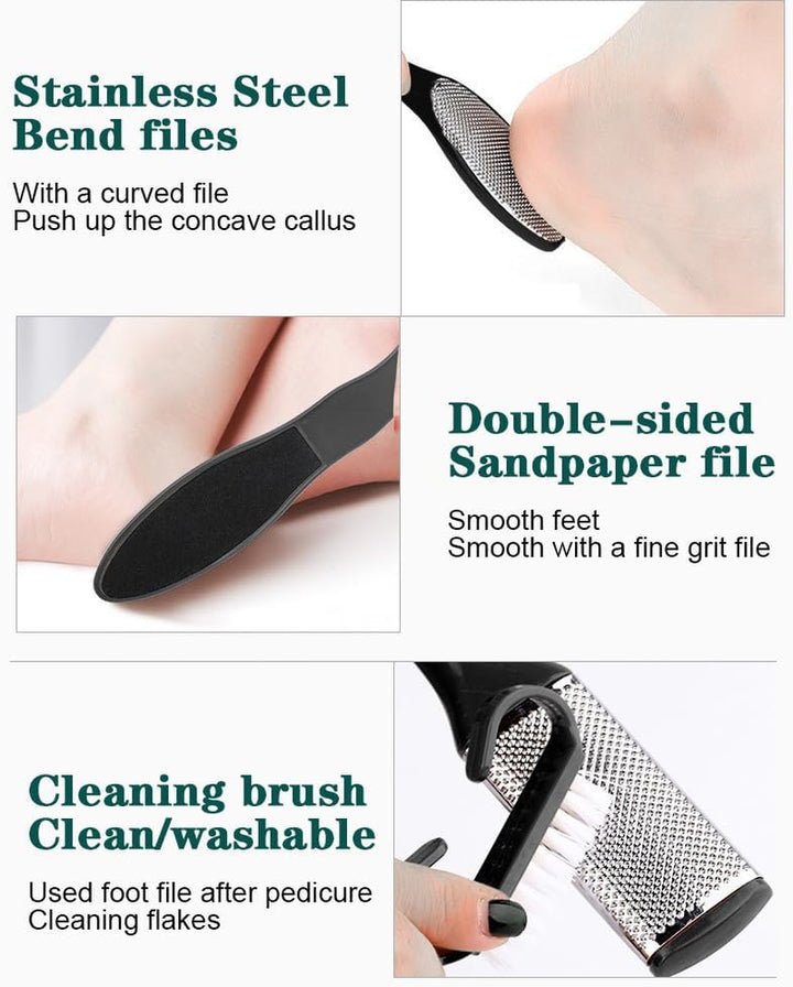 Professional Pedicure Foot Spa Set,10 in 1 Pedicure Set for Feet, Stainless Steel Foot Care Kit, Rasp Dead Skin Remover