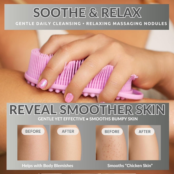 Silicone Body Scrubber – Gentle Shower Brush & Loofah Alternative- Food Grade & Lab Tested – Fast-Drying, Hygienic, Bpa-Free Silicone Body Gentle Exfoliator (Lavender, Massage)