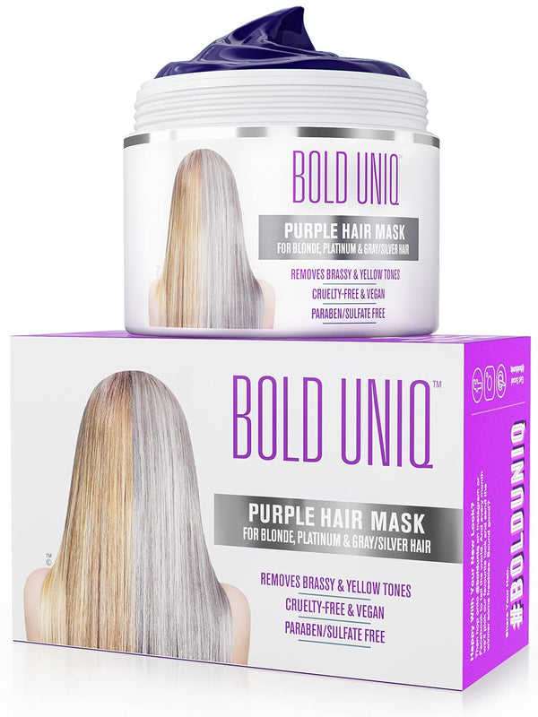 Purple Hair Mask - Toner for Blonde, Platinum, Bleached, Silver, Gray, Ash & Brassy Hair - Remove Yellow Tones & Condition Dry, Damaged Hair - Cruelty Free & Vegan - 6.76Oz