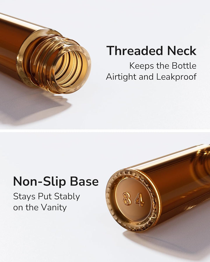 48-Pack Essential Oil Roller Bottles 10Ml, Empty Bottles with Stainless Steel Roller Balls and Waterproof Labels, Amber Roller Balls for Essential Oils